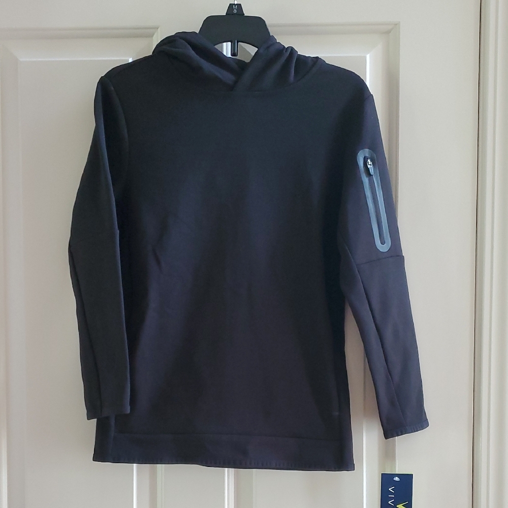 Kids Boys Girls VIVELY Black Hoodie Sweatshirt with Arm Pocket Size Med 8 NWT